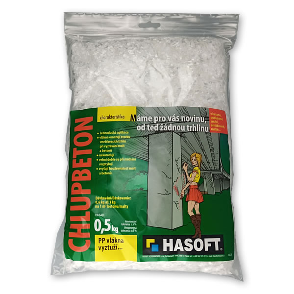 Hasoft CHLPBETON Polypropylénové vlákna do betónu 6 mm 25 µm 20 kg
