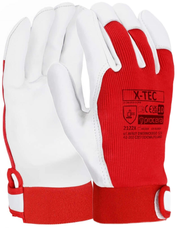 Kombinované rukavice na suchý zips X-TEC z vystuženej kože 11 (XXL)