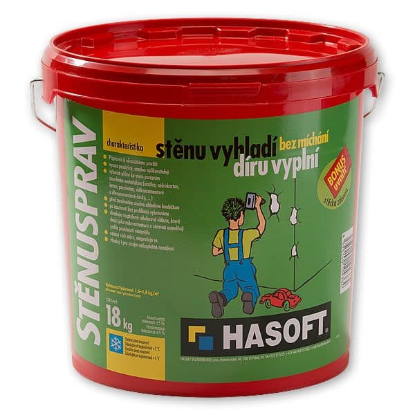Hasoft Stenusprav - jednozložková namiešaná hmota na  vyrovnávanie vnútorných povrchov 18 kg 