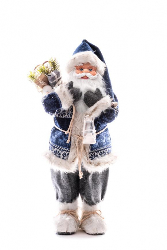 Vianočná dekorácia MagicHome, Santa s batohom a lampášom, 60 cm