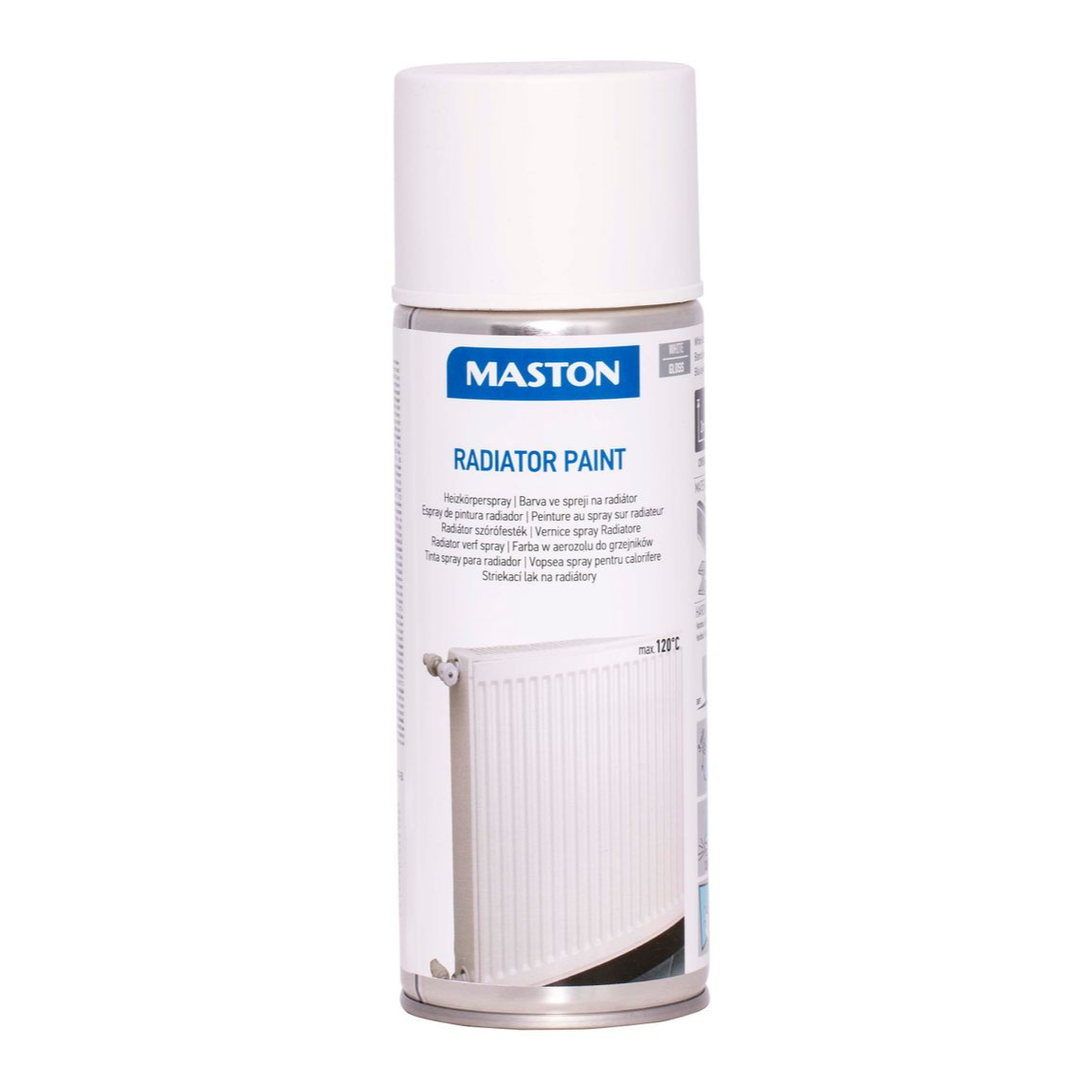 MASTON SPRAYPAINT RADIATOR Farba na radiátory 400 ml Biela lesklá 