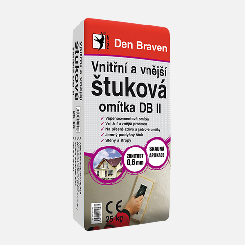 Den Braven Vnútorná a vonkajšia štuková omietka DB II 25 kg