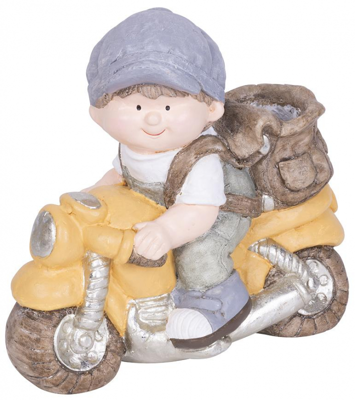 Dekorácia MagicHome, Chlapček na motorke, keramika, 38x20x36 cm