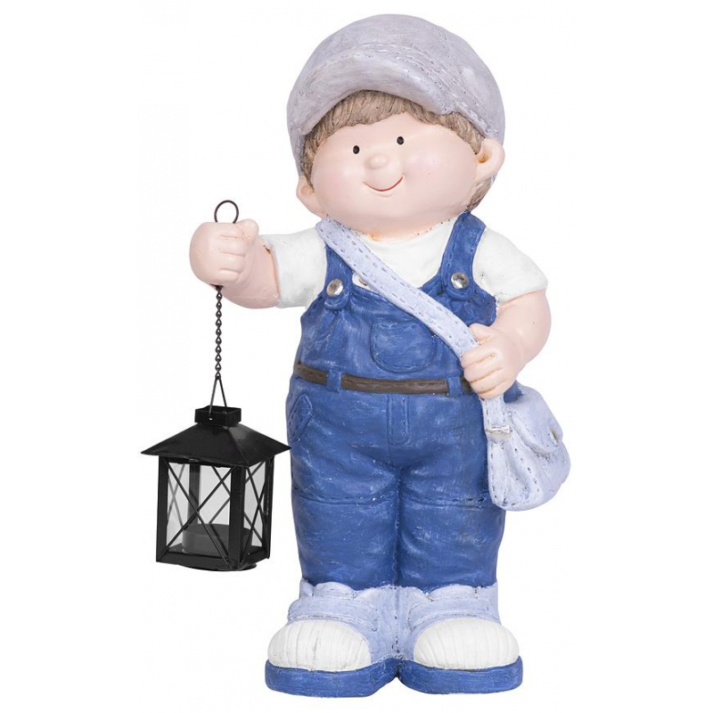 Dekorácia MagicHome, Chlapček s lampášom, keramika, 22,5x16x41 cm