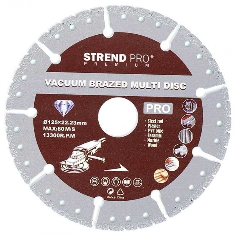 Kotúč Strend Pro Premium, Vacuum brazed, 125 mm, diamantový, rezný, multi
