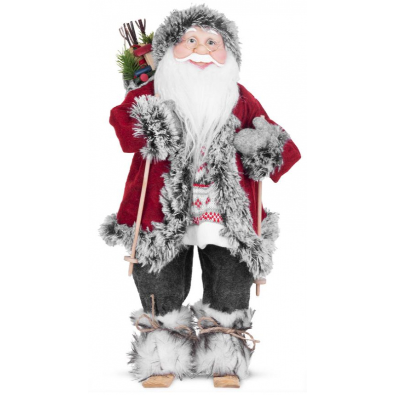 Dekorácia MagicHome Vianoce, Santa na lyžiach, 45 cm