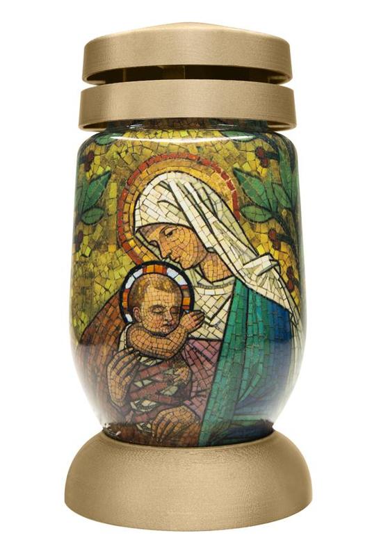 Kahanec bolsius S03 3D Mária s Ježišom, vitráž, 22 cm, 36 hod