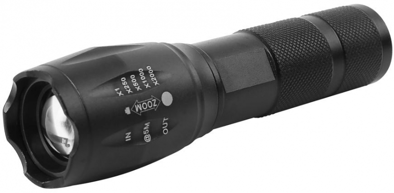 Svietidlo Strend Pro Flashlight FL001, T6 150 lm, Alu, 2200mAh, power bank, Zoom