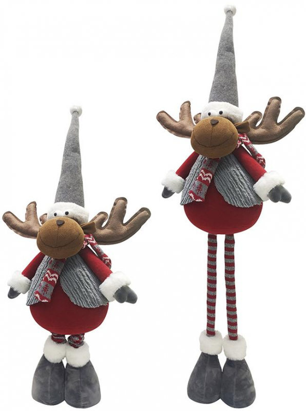 Dekorácia MagicHome Vianoce, Sob, červený, so sivým svetríkom, teleskopický 88cm