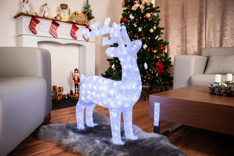 Dekorácia MagicHome Vianoce, Jeleň, 160 LED studená biela, akryl, IP44, exteriér