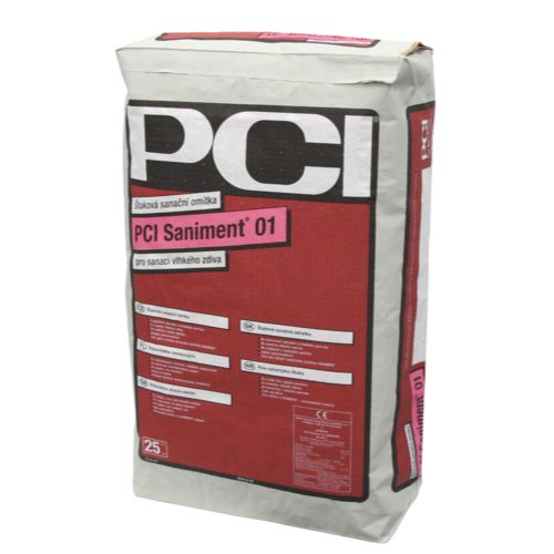 PCI Saniment® 01 Štuková sanačná omietka na vlhké a zasolené murivo 25 kg, Biela