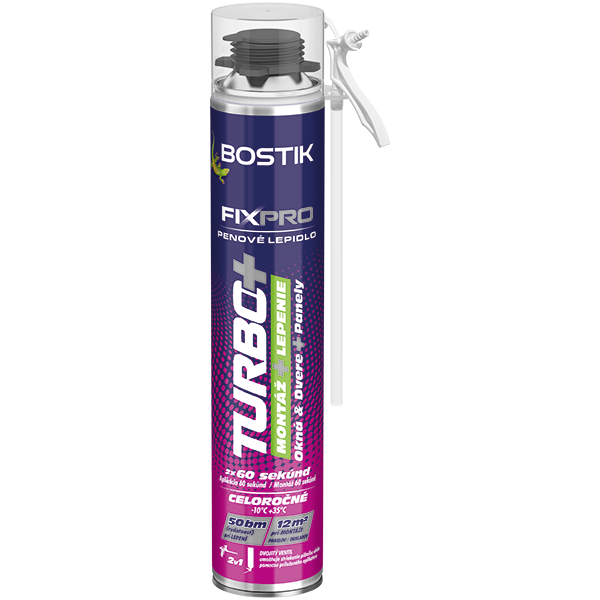 Bostik Turbo+ Rýchlotuhnúca PU pištoľovo-trubičková pena a lepidlo 750 ml
