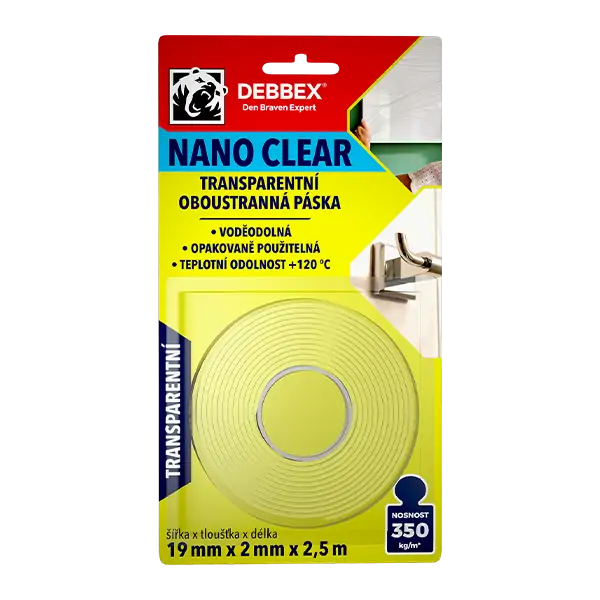 Debbex Transparentná obojstranná páska NANO CLEAR 19 mm x 2,5 m 