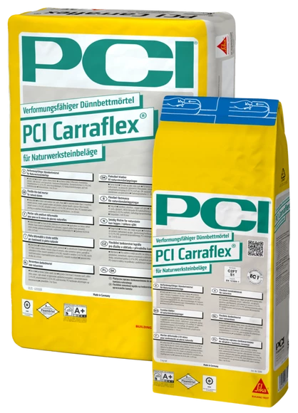 PCI Carraflex - Biele rýchlotuhnúce flexibilné C2FT S1 lepidlo 25 Kg