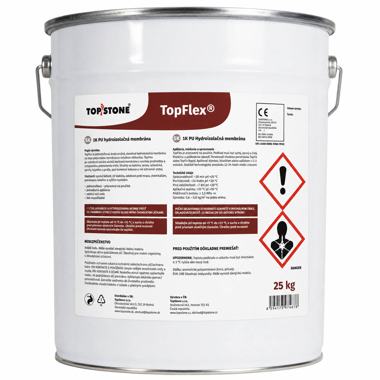 TOPSTONE TopFlex Tekutá jednozložková polyuretánová hydroizolácia 25 kg 