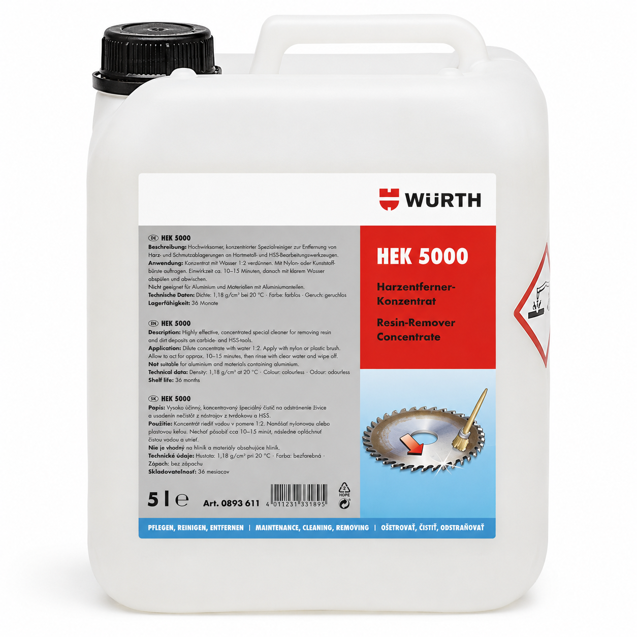 Würth Koncentrát odstraňovača živice HEK 5000 5 l 